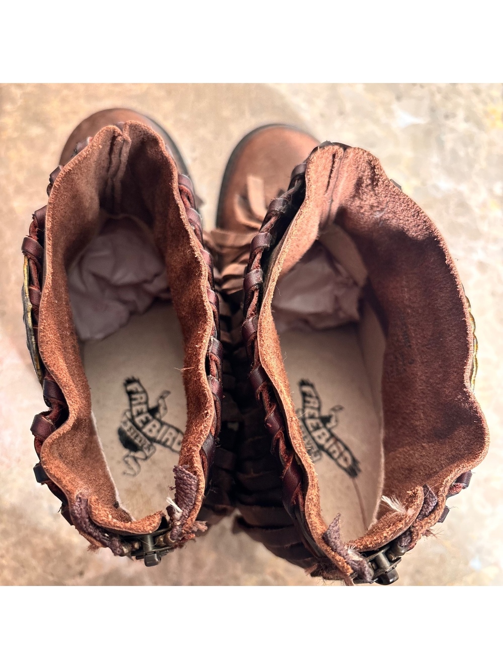 NWT “RARE” Freebird by Steven CHIEF Fringe Leather Luxe Ankle Boots Cocoa Size 9 - Picture 12 of 16